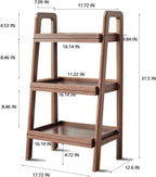 Solid Wood Ladder Shelf, 3 Tier Open Bookcase Storage Shelf | Space-saving vertical organizer, stable ladder structure, display solution for books, plants, decor and household essentials