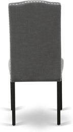 East West Furniture LGEN5-BLK-20 5 Piece Dinette Set Includes a Rectangle Dining Room Table with Butterfly Leaf and 4 Dark Gotham Linen Fabric Upholstered Chairs, 42x84 Inch, Black