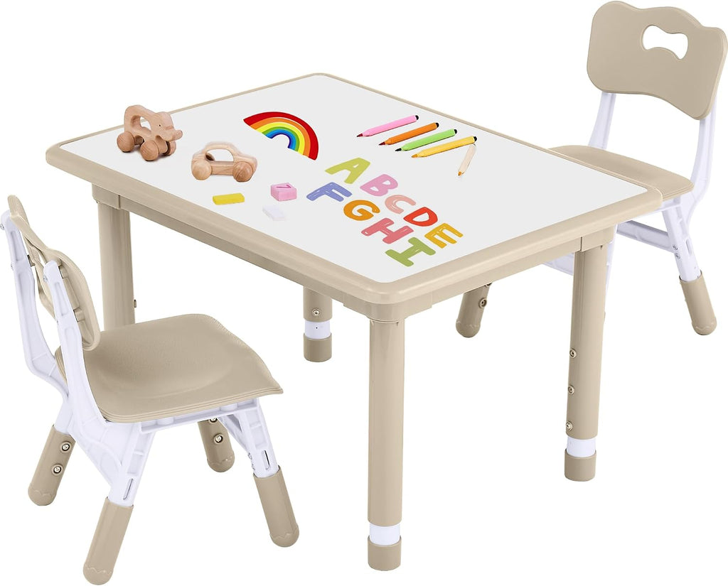GITAWUSA Toddler Table and Chair Set, Height Adjustable-Upgrade Kids Table and 2 Chairs for Ages 3-8, Multi-Activity Toddler Play Table with Graffiti Desktop for Home/Daycare/Classroom