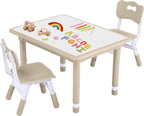 GITAWUSA Toddler Table and Chair Set, Height Adjustable-Upgrade Kids Table and 2 Chairs for Ages 3-8, Multi-Activity Toddler Play Table with Graffiti Desktop for Home/Daycare/Classroom