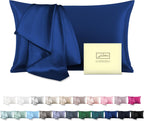 Mulberry Silk Pillowcase for Hair and Skin Pillow Case with Hidden Zipper Soft Breathable Smooth Cooling Silk Pillow Covers for Sleeping (Royal Blue, King（20"X 36"）)