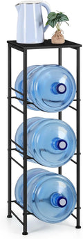 OYEAL Water Jug Holder Stand 5 Gallon Water Bottle Holder Organizer With Shelf, Heavy Duty 3 Tier Water Bottle Storage Rack for Kitchen, Office, Living Room, Black