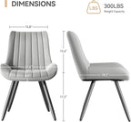 Dining Chairs Set of 2, Mid Century Modern Kitchen Chairs with Soft Cushion, Comfortable Upholstered Fabric Dining Room Chairs for Kitchen, Light Grey