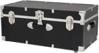 HomeStock Rustic Romance Heavy Duty 30" Under Bed College Storage Trunk with Lock, Latch Closure Type, 15.75" D x 30" W x 12.25" H, Ideal Camp Dorm Room Trunk Footlocker Black