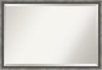 Amanti Art Grey Wall Mirror 26x38 Burnished Concrete Narrow Rectangle Bathroom Mirror for Wall Decor Living Room, Large Modern Contemporary Wood Frame, Hangs Horizonally and Vertically, Bathroom Decor
