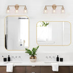 Gold Bathroom Mirror, 40x30 Inch Brushed Gold Mirror, Aluminum Alloy Framed Rectangle Bathroom Mirror for Over Sink, Anti-Rust Wall Mirror (Horizontally or Vertically)