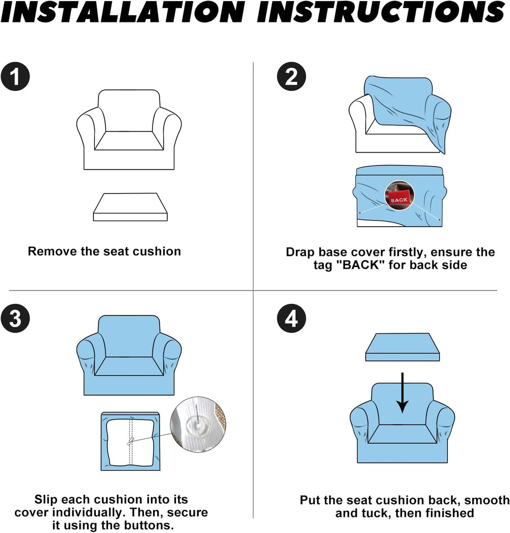 Chair Slipcover with Armrest Pockets 2-Piece Set, Stretch Faux Leather Chair ...