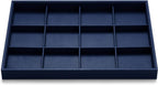 Oirlv Stackable Premium Leather Jewelry Trays 12 Grid Jewelry Drawer Organizer Trays Bracelet Earrings Watches Showcase Display Organizer