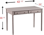 SEI Furniture Janice 2-Drawer Slim Profile Writing Desk, Gray