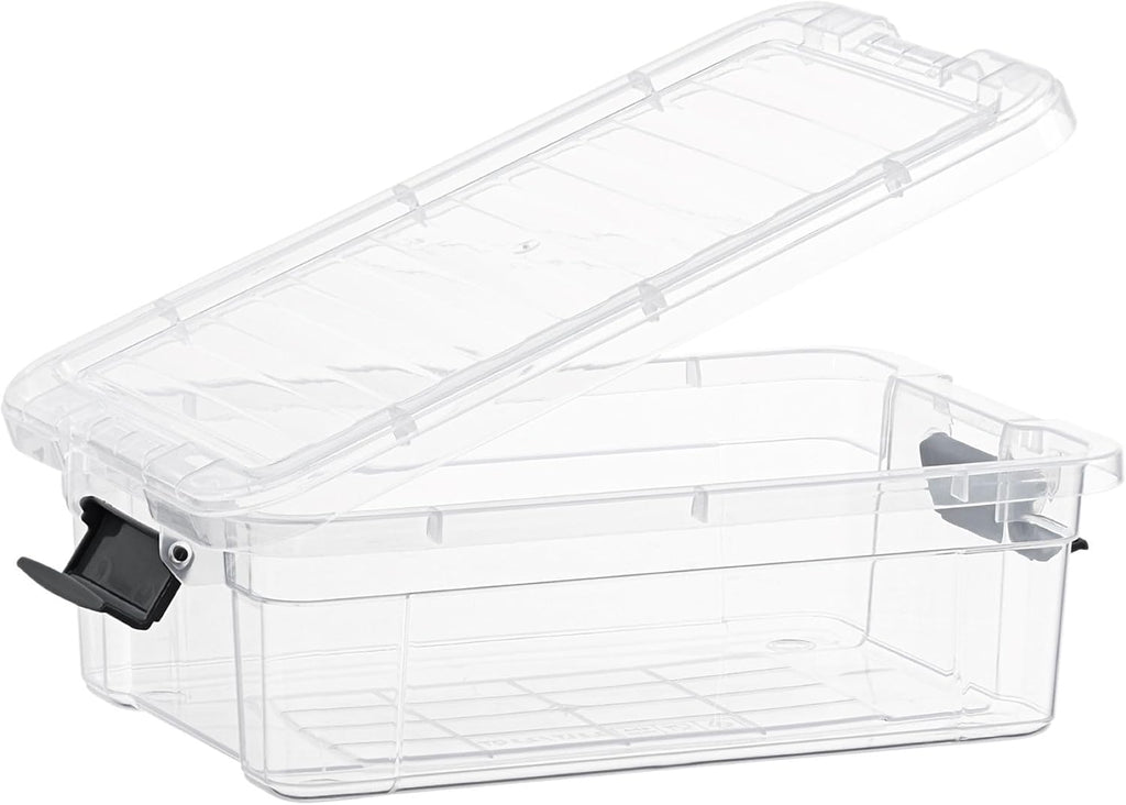 Superio Storage Bins with Lids- 6 Pack, 2.3 Qt Clear Boxes for Organizing, Stackable Plastic Containers- BPA Free, Non-Toxic, Odor Free, Organizer for Home, Office, Dorm