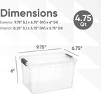 Superio Storage Bins with Lids- 8 Pack, 4.75 Qt Clear Boxes for Organizing, Stackable Plastic Containers- BPA Free, Non-Toxic, Odor Free, Organizer for Home, Office, Dorm