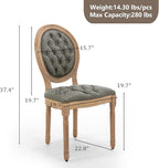 PU Leather Upholstered Dining Chairs Set of 2 French Country Round Back Kitchen Side Chairs with Nailhead Trim and Wood Legs for Dining Room, Kitchen, Restaurant(Pine Green)