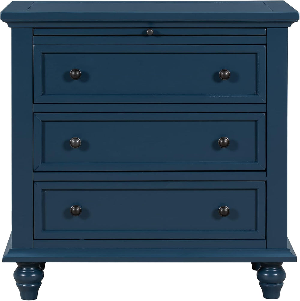 Accent 28" Tall Side Table Nightstand with Storage 3 Drawers, Modern Bed...