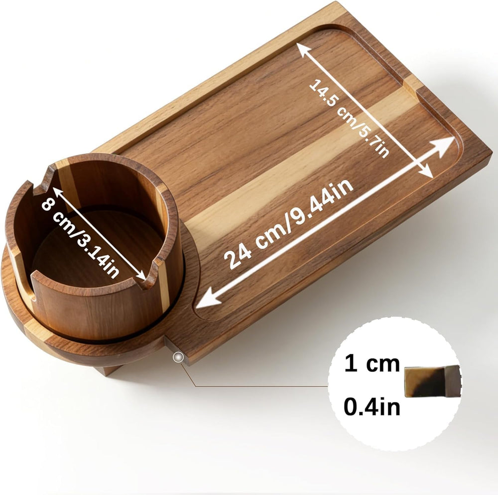Solid Acacia Wood Couch Cup Holder Tray for Sofa Gap, 3-in-1 Couch Caddy with...