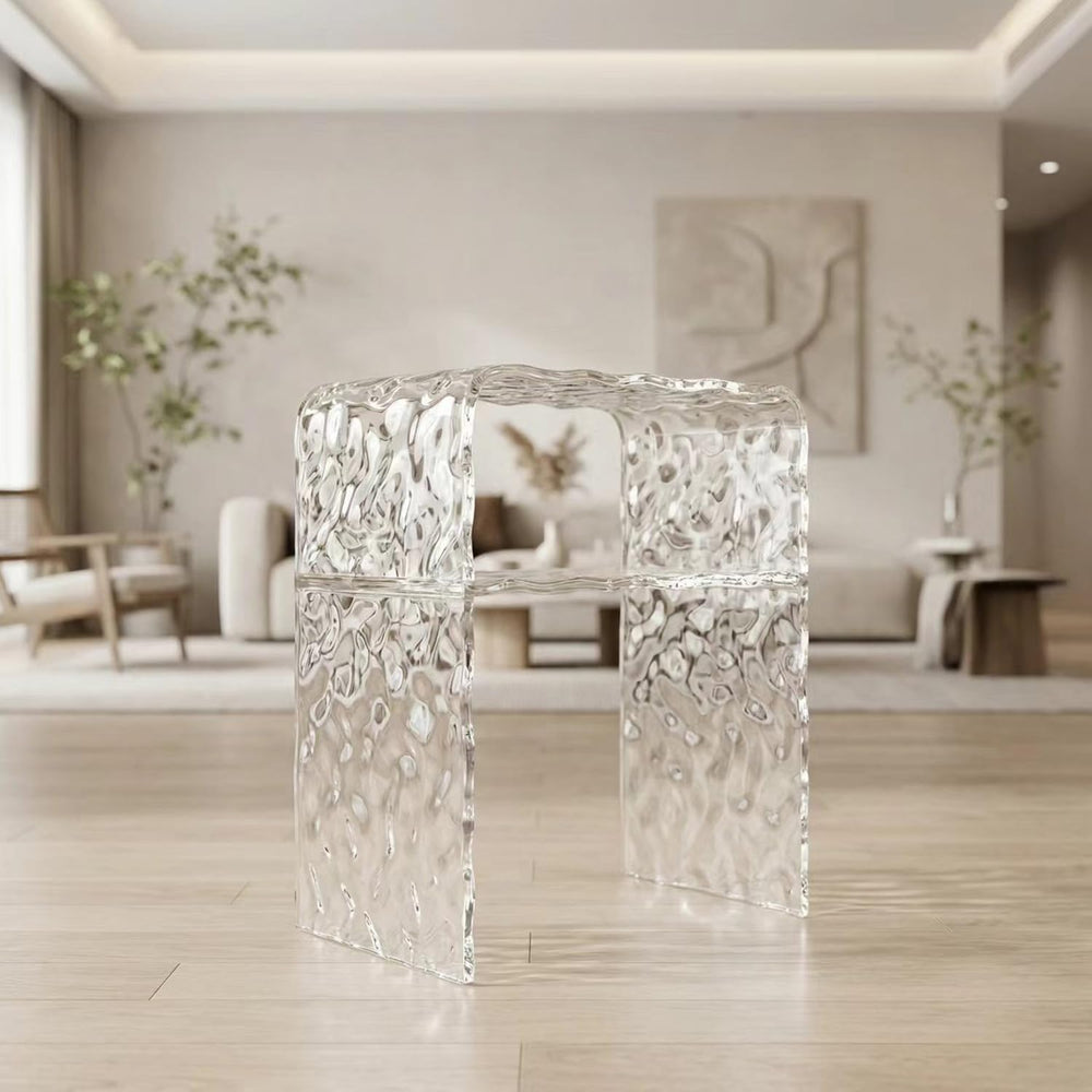 Acrylic 2-Tier End Table – 23.6”H Modern Nightstand with Shelf, Sturdy Bedsid...
