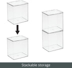 mDesign Kids Plastic Stackable Toy Storage Organizer Box Container with Hinged Lid for Storing Action Figures, Crayons, Building Blocks, Puzzles, Wood Construction Sets, Cars, 2 Pack - Clear