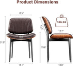 Dining Chairs Set of 6, Dining Room and Kitchen Chairs, Mid Century Modern Accent Chair, Upholstered PU Leather Chairs for Vanity with Walnut Bentwood and Metal Legs, Brown