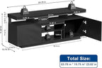 HOMMPA 75 Inch LED TV Stand, Modern Tall Entertainment Center with Power Outlets for Living Room, Bedroom, High Gloss Black TV Console with Storage, Gaming Media Cabinet for 75/70/65/55 Inch TVs