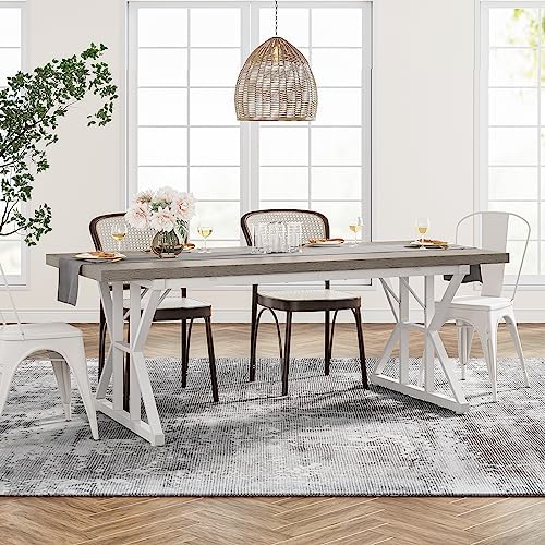 Tribesigns Farmhouse Dining Table for 6 People, 70.8-Inch Rectangular Wood Di...