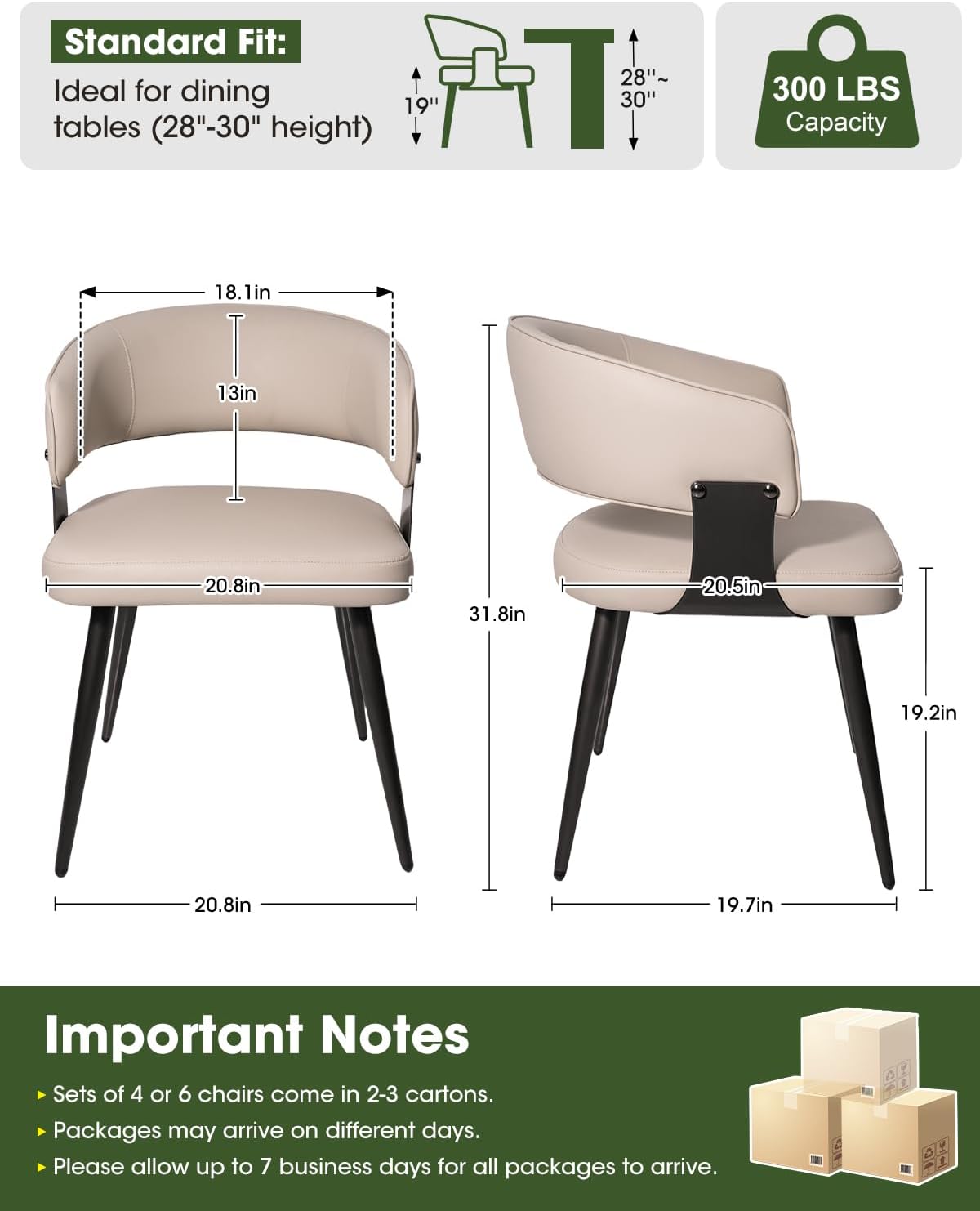 Dining Chairs Set of 4, Modern Upholstered PU Leather Kitchen & Dining Room Chairs with Curved Open Back Metal Legs, Kitchen Chairs for Dining Room Restaurant (Gray, Set of 4)