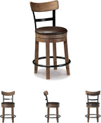 Signature Design by Ashley Pinnadel 24.25" Modern Farmhouse Swivel Counter Height Barstool, Light Brown