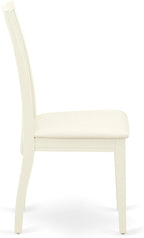 East West Furniture HLIP5-LWH-C 5 Piece Dining Set Includes a Round Dining Room Table with Pedestal and 4 Linen Fabric Upholstered Chairs, 42x42 Inch, Linen White