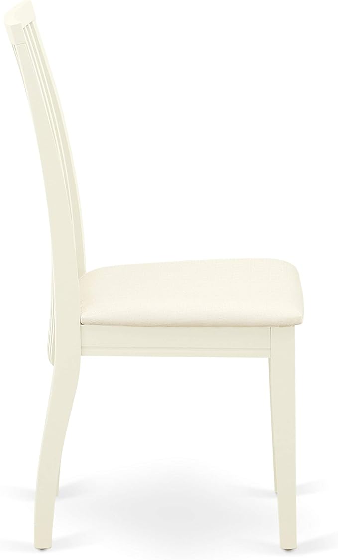 East West Furniture ANIP5-LWH-C 5 Piece Kitchen Table & Chairs Set Includes a Round Dining Room Table with Pedestal and 4 Linen Fabric Upholstered Chairs, 36x36 Inch, Linen White