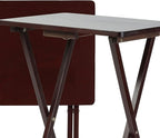 PJ Wood 2-Pack Folding TV Tray Set, Espresso- Collapsible Portable Snack Serving Tables, Home Furniture for Living Room, Bedroom, and Kitchen