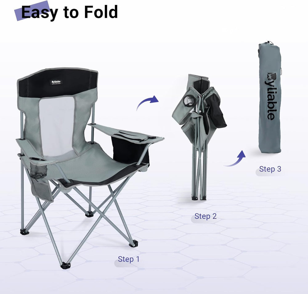 Camping Chairs Portable Folding Lightweight Outdoor Lawn Chair for Adults wit...