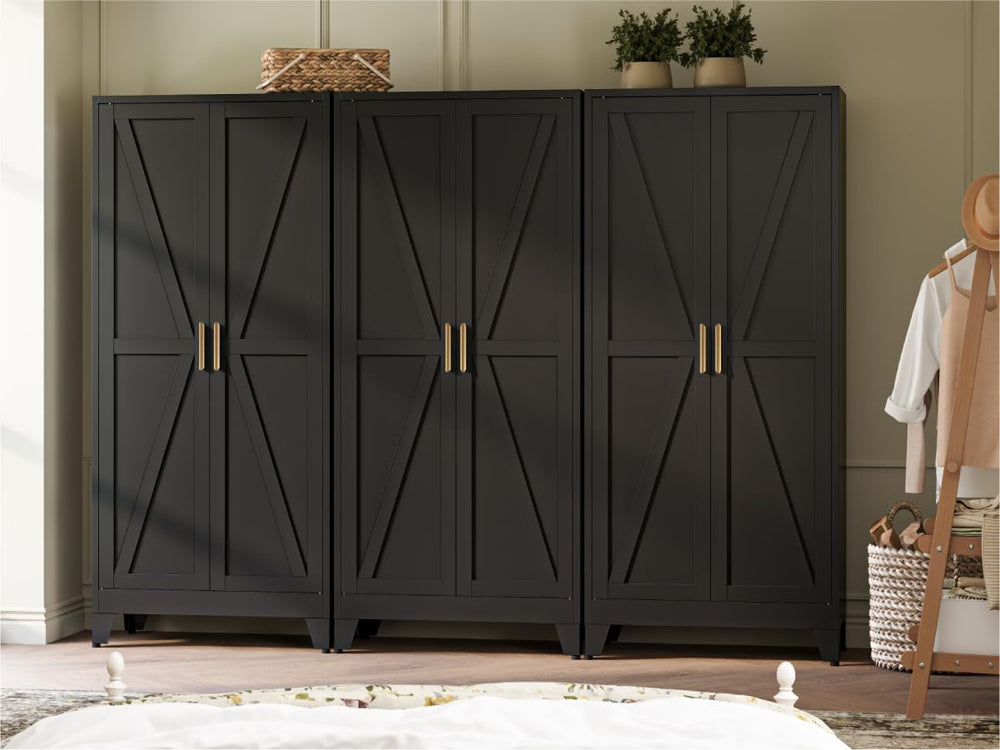 COFaR Metal Armoire Wardrobe Closet with Doors and Shelves & Hanging Rod,...