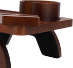 Cryfokt Couch Cup Holder Tray, Large 15.4x9.9 Inch Foldable Sofa Arm Table with 360 Rotating Phone Stand, for Living Room Snacks and Drinks (Brown)
