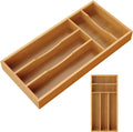 Small Silverware Organizer, Bamboo Kitchen Drawer Cutlery Organizer, Utensil Holder, Flatware Organizer Tray (6.7"x14.2"x1.6")