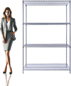 NSF Commercial 4-Tier Wire Shelving with Wheels, 48"x24"x72" Heavy Duty Metal Shelves 3200 lbs Max Capacity, Chrome Storage Rack for Garage Kitchen Pantry Warehouse