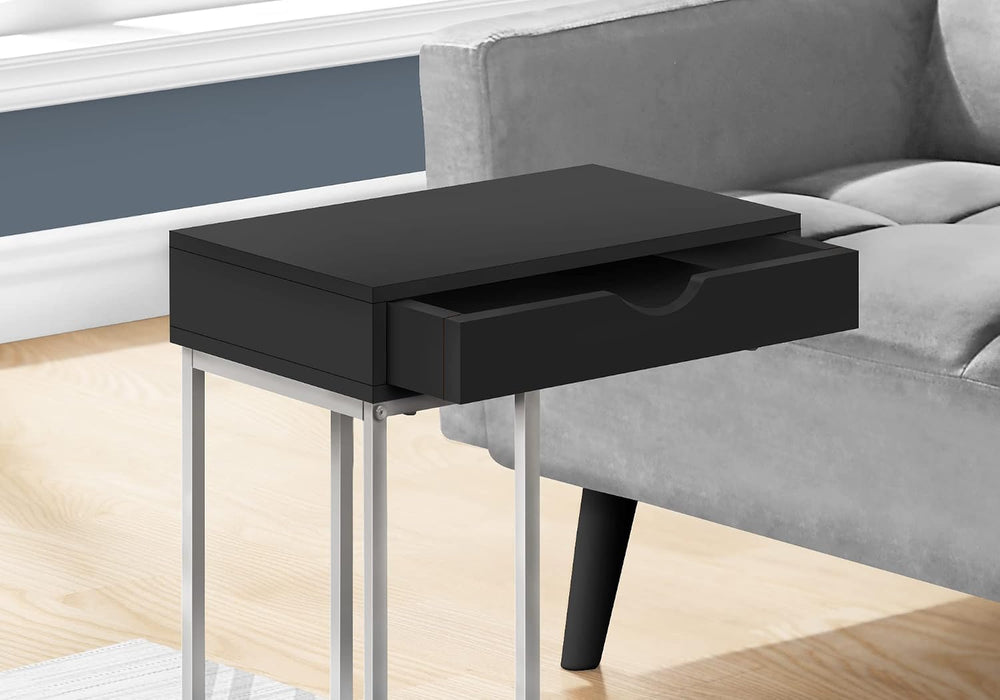 Accent Table, C-Shaped, End, Side, Snack, Storage Drawer, Living Room, Bedroo...
