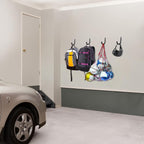 KURUI Metal Wall Hooks for Hanging Heavy Duty, 6Pcs Garage Organization and Storage Hook for Extension Cord Tool Coat Backpack Bag, Large Utility J Hooks, Black Wall Mount Hanges for Outdoor Indoor
