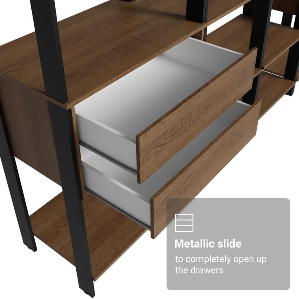 Madesa Kitchen Pantry Storage Rack with 4 Drawers, Open Shelves and Hanging S...
