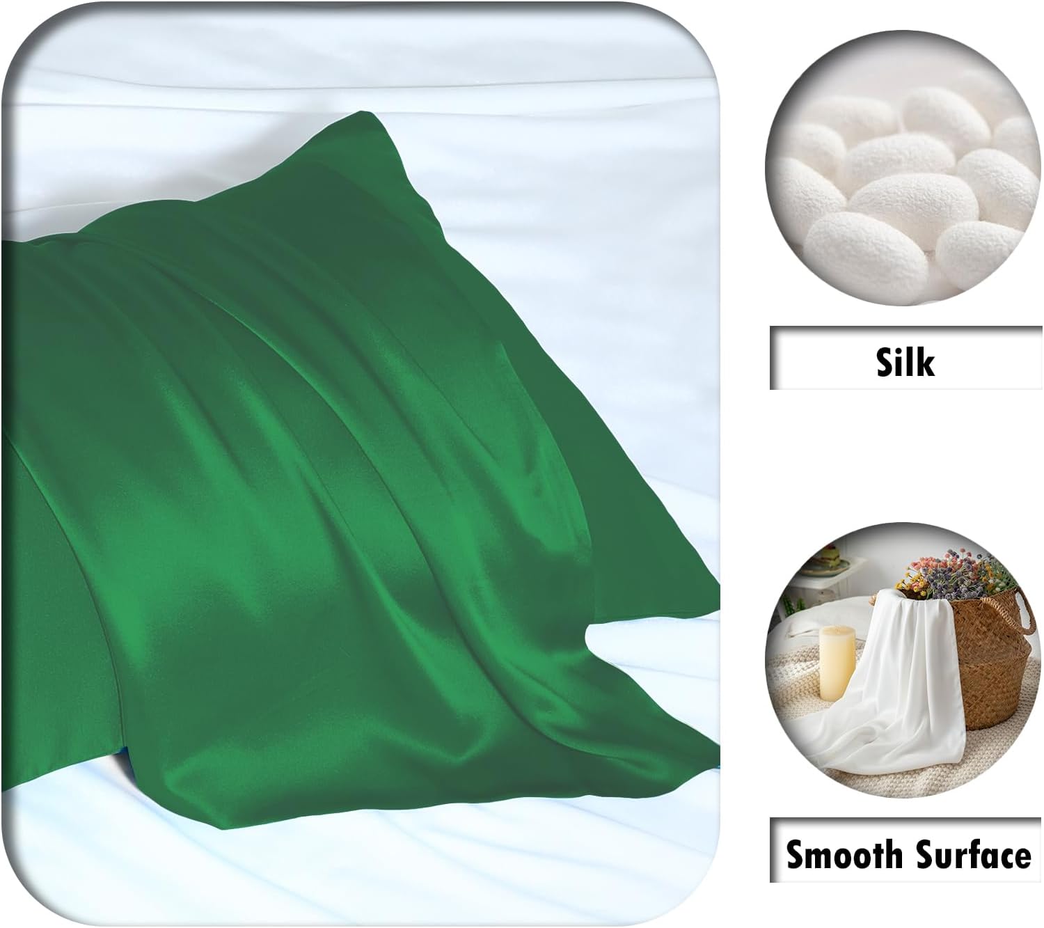 Mulberry Silk Pillow Cases Standard Size Silk Pillowcase with Zipper Soft Breathable Smooth Cooling Satin Silk Pillow Covers for Sleeping for Hair and Skin (Olive Green,20"X 26",1Pcs)