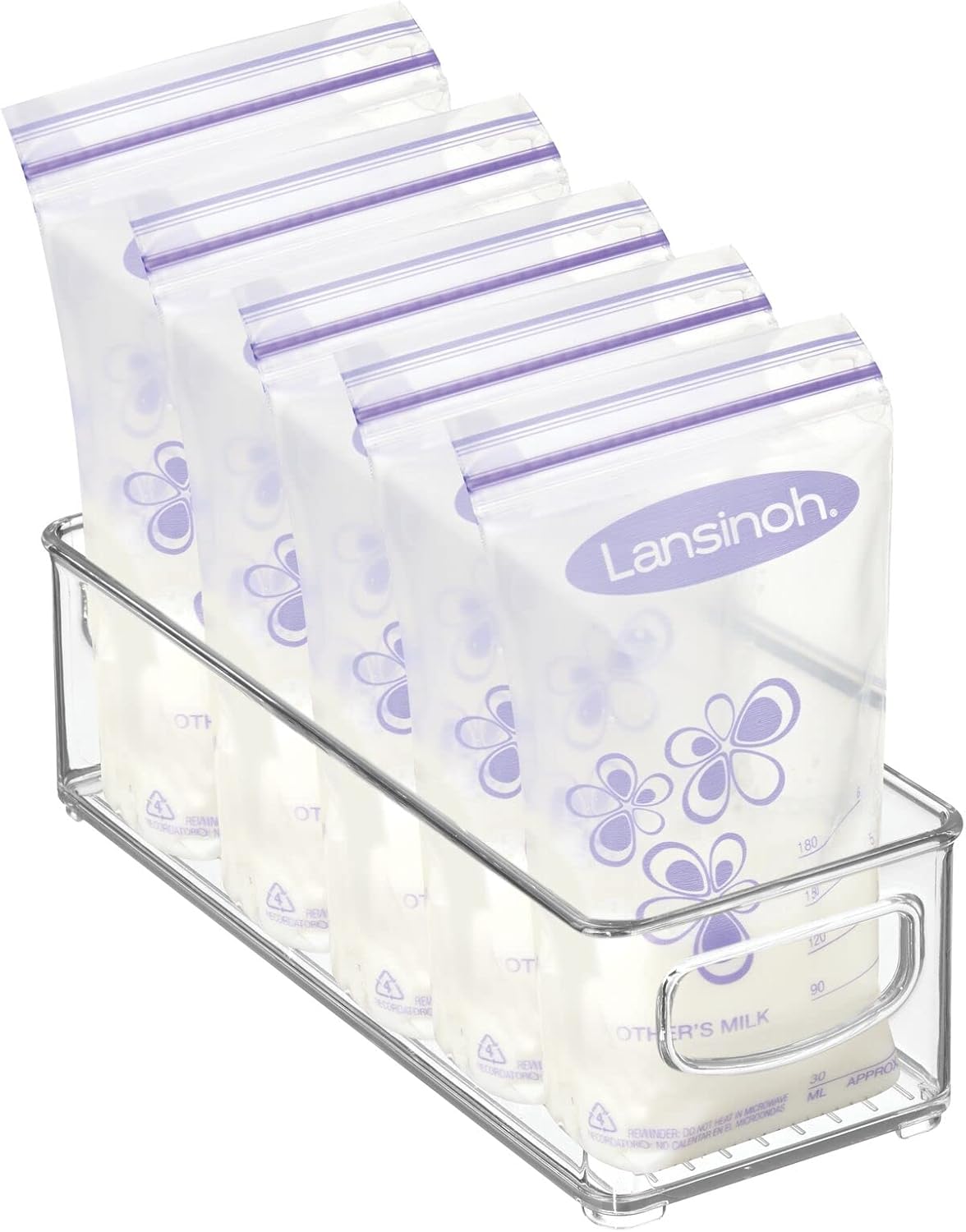 mDesign Small Plastic Nursery Storage Container Bins with Handles for Organization in Cabinet, Closet or Cubby Shelves - Organizer for Baby Food, Bibs, Formula - Ligne Collection - 2 Pack - Clear