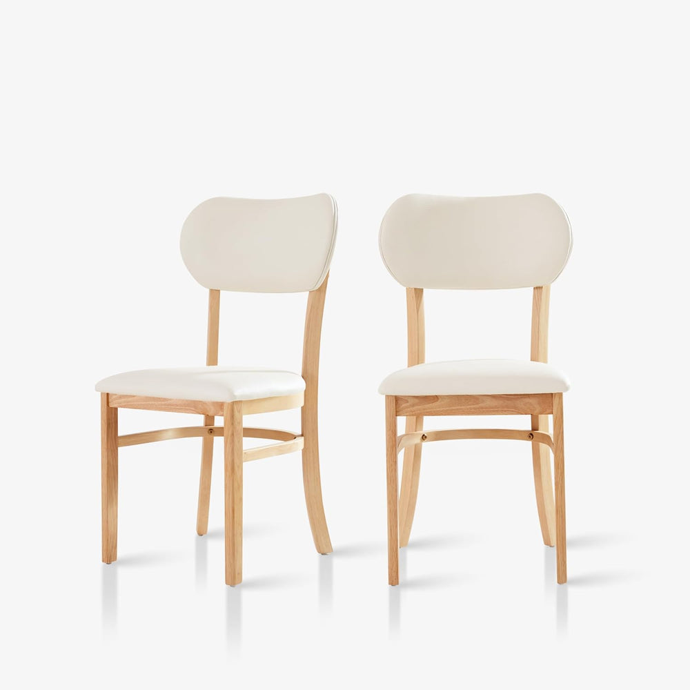 Livinia Tony Dining Chair Set of 2, Solid Malaysian Oak PU Leather Upholstere...