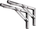 YUMORE Folding Shelf Brackets 16 Inch, Max Load: 330lb Heavy Duty Stainless Steel Collapsible Shelf Bracket for Table Work Bench, Space Saving DIY Bracket, Pack of 2