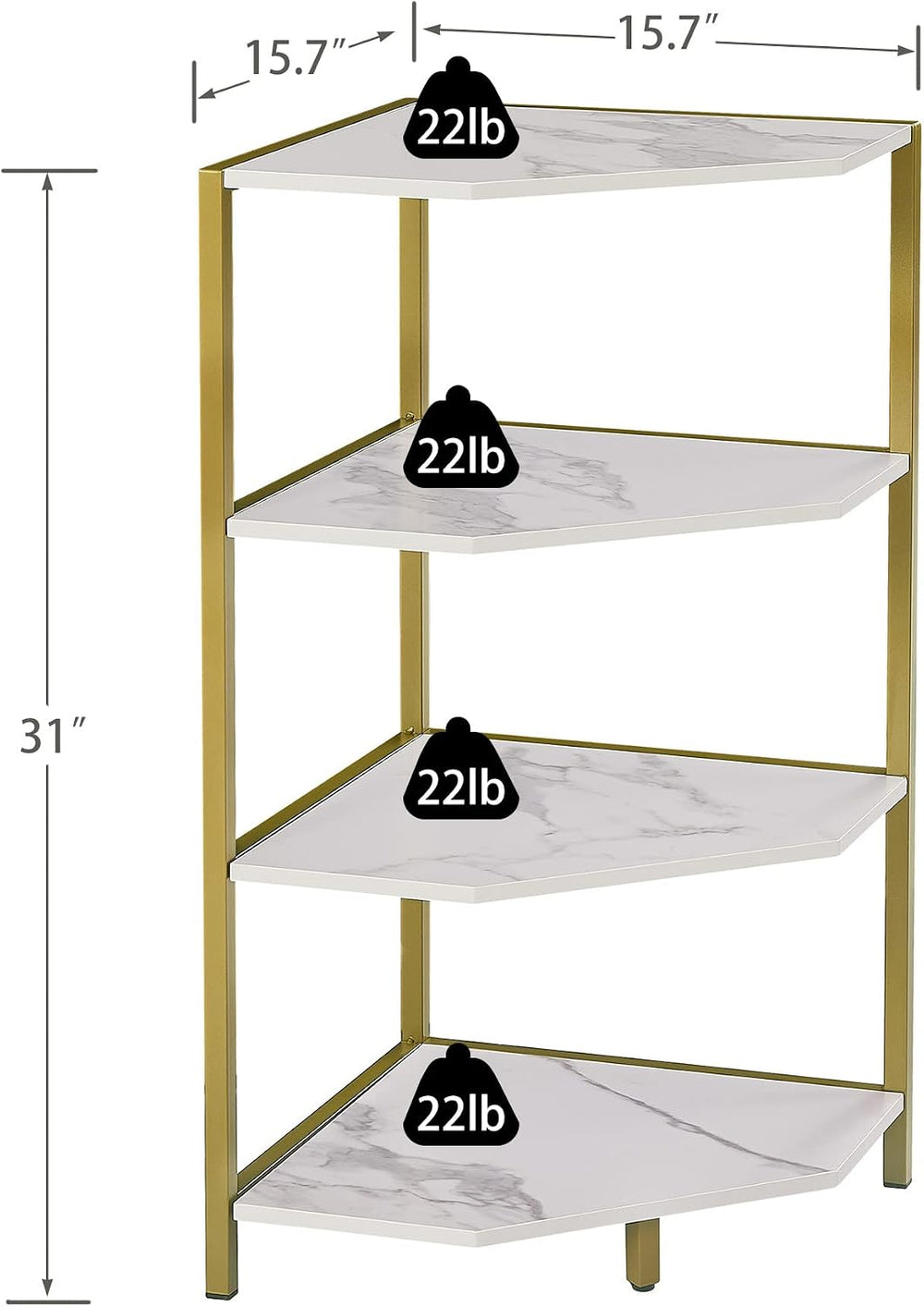 VECELO 31 Inch Corner Shelf, 4-Tier Display Shelves, Wood Storage Stand with ...