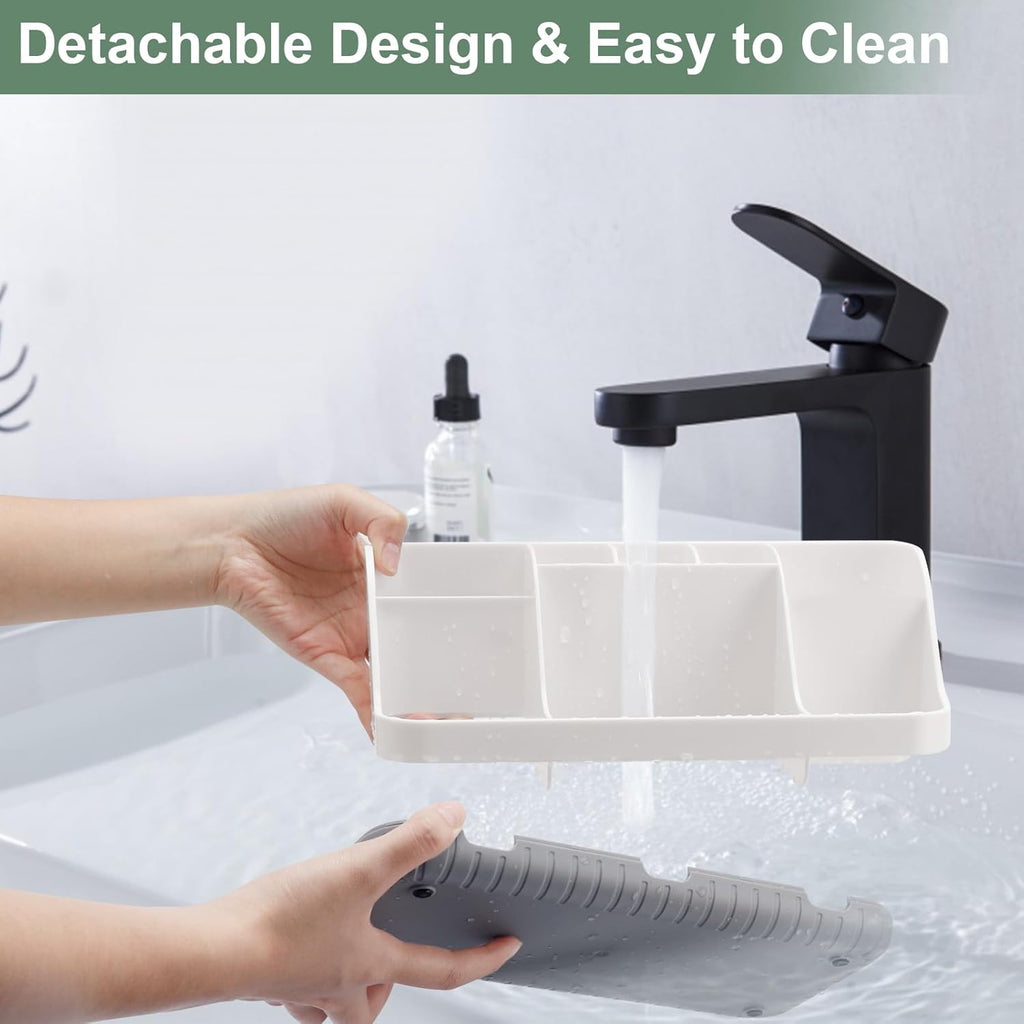 Toothbrush Holders for Bathrooms Countertop Organizer - Kids Electric Toothbrush and Toothpaste Holder Detachable 7 Slots Tooth Brush Organization Bathroom Accessories Storage Vanity, White