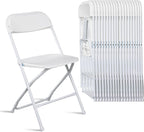100pcs Folding Chair, Plastic Chairs with 330-Pound Capacity, Easy to Fold and Store Suitable for Indoor & Outdoor, Wedding, Party, Restaurant, Meeting Room, Patio and Garden, White