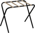 Household Essentials 2126-1 Folding Luggage Rack | Black Frame with Khaki Straps