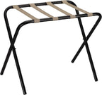 Household Essentials 2126-1 Folding Luggage Rack | Black Frame with Khaki Straps
