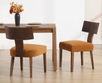 chairus Farmhouse Dining Chairs Set of 2, Upholstered Accent Chairs with Dark Brown T-Shape Wood Back Armless Kitchen Chairs with Soft Pad, Velvet Brown