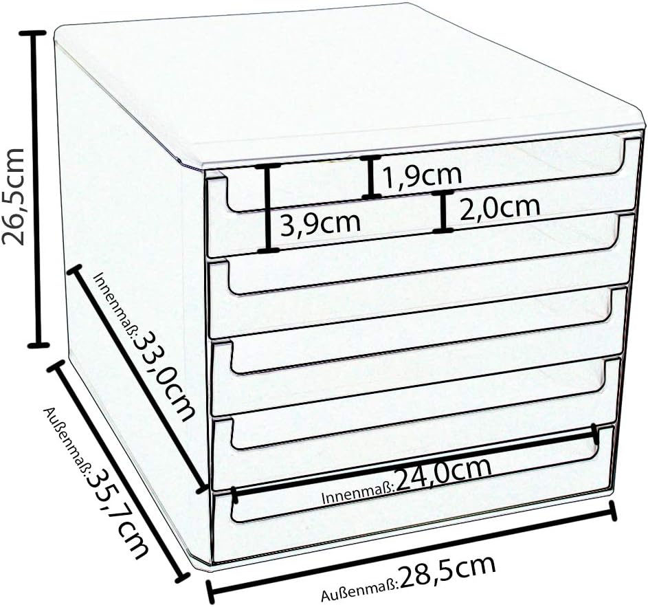 Metzger + Mendle 5 Drawer Unit Light grey/blue