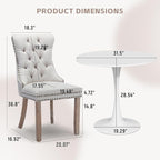 SoarFlash Kitchen Table and Chairs for 2, 31.5" Dining Table Set for 2 with Linen Upholstered Chairs, 3 Piece Round Kitchen Table Set, Dining Room Table Set for Small Space, Apartment, Beige/White