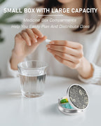 Pill Box, 3 Compartment Portable Travel Medicine Box with Mirror, Compact and Cute, Fits in Purse and Pocket, Medicine and Vitamin Organizer (Black Universe)