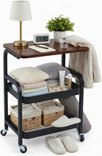 3 Tier Rolling Cart Metal Storage Utility Cart on Wheels, Coffee Cart Bedside Snack Trolley for Kitchen, Bathroom, Office & Living Room Organizer